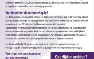 Donateur worden van Uitvaartvereniging Borger eo.